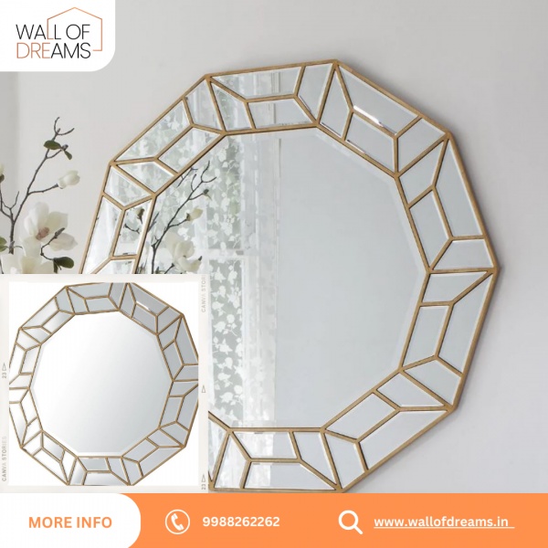 Gold Trim Bathroom Mirror | Round Mirror With Gold Trim| Wall Of Dreams